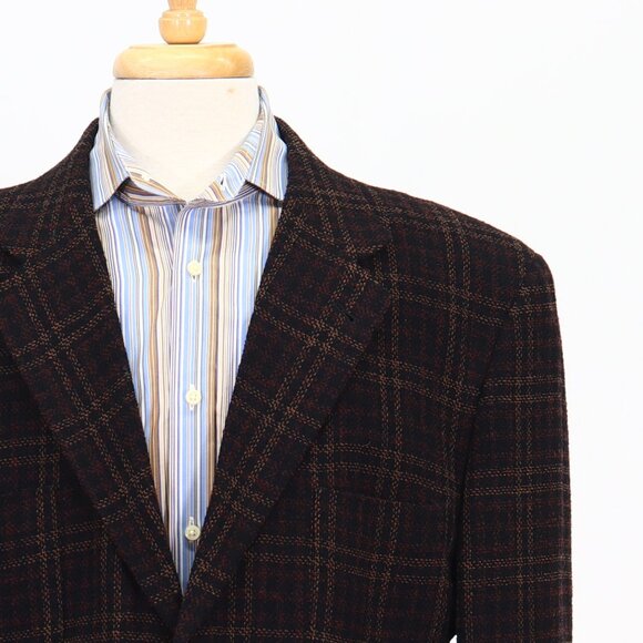 Joseph Abboud 46R Brown Check 3-Button Sport Coat Blazer Jacket T069 - Picture 5 of 11